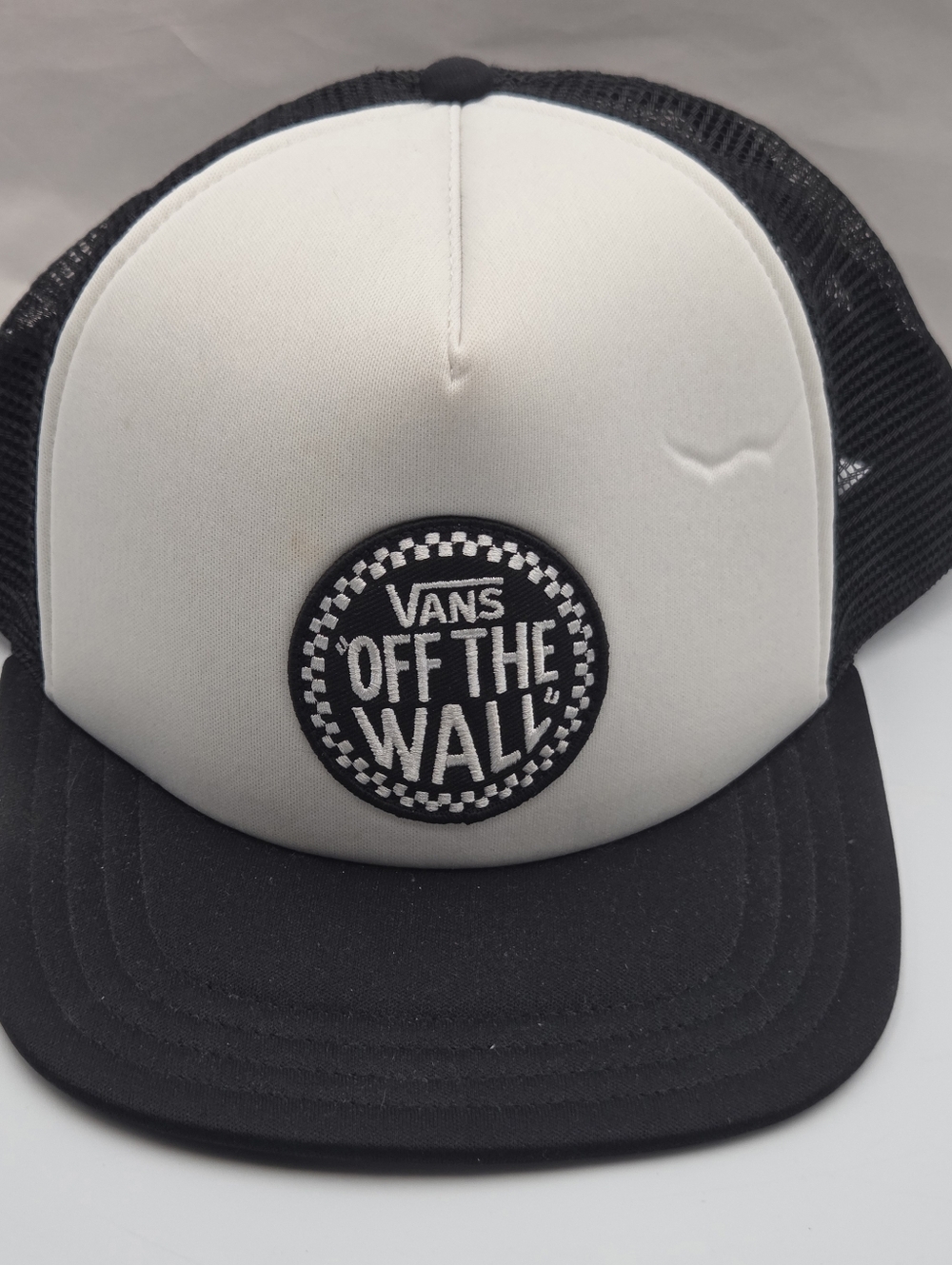 Vans SnapBack Ball Cap Hat OFF THE WALL Black White Round Patch